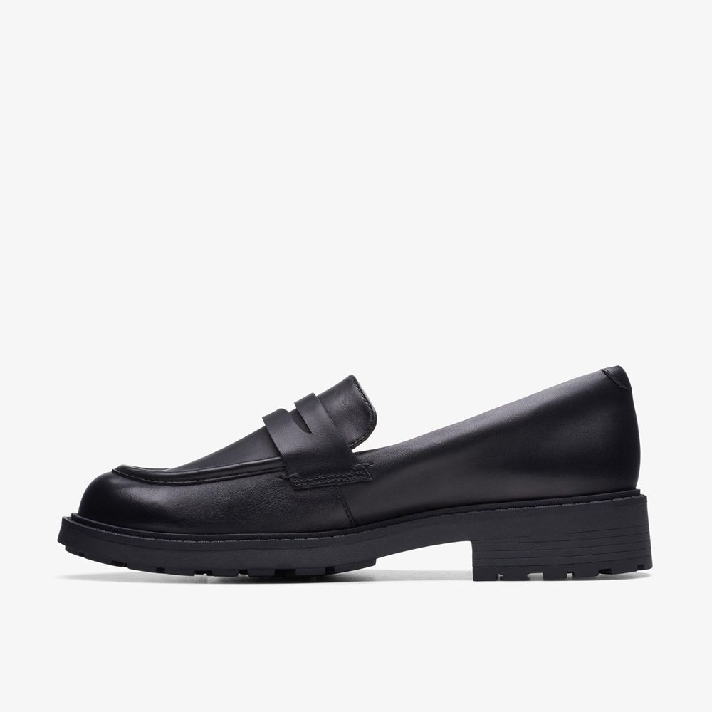 Black Clarks Women's Orinoco 2 Penny Loafers | 208IMUTDN