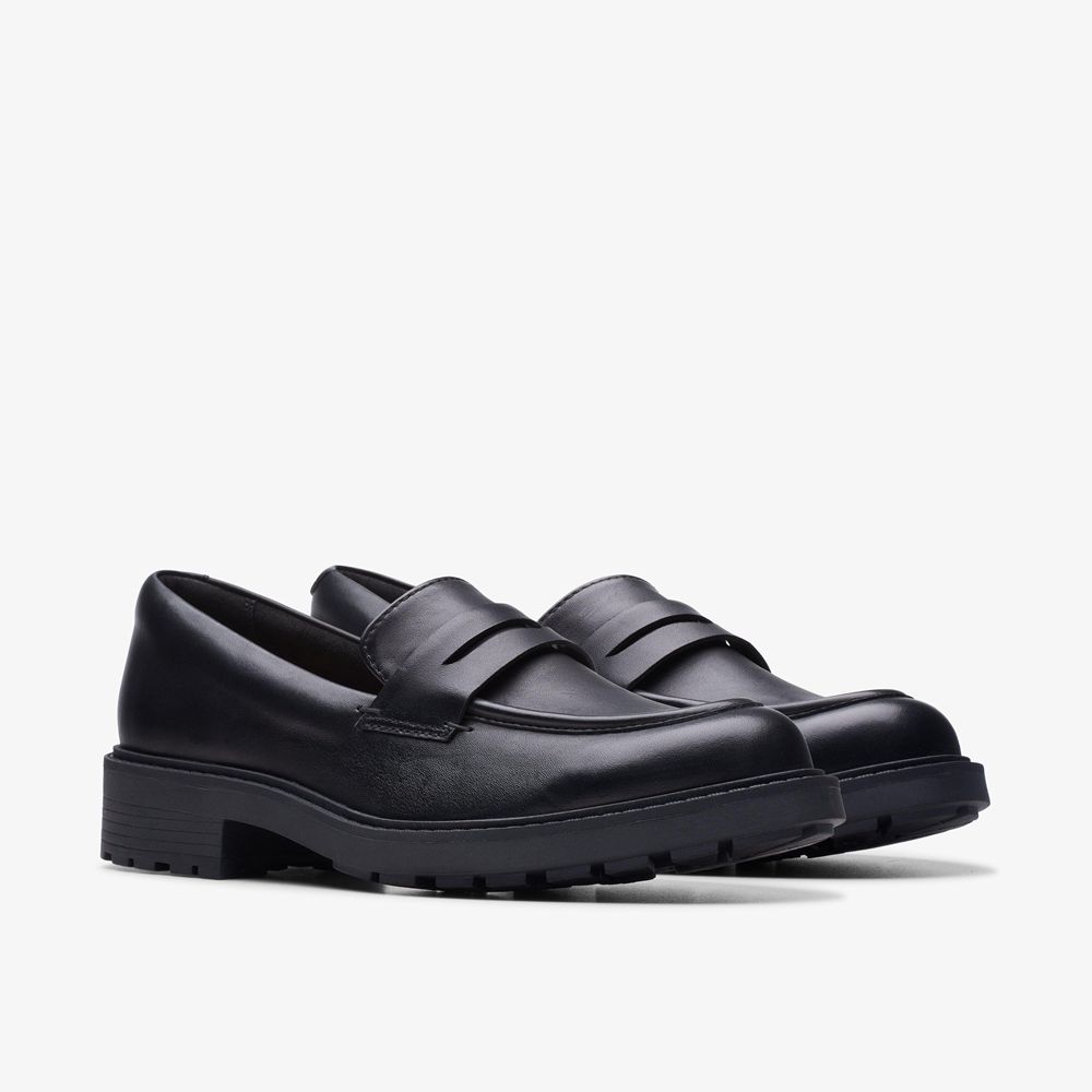 Black Clarks Women's Orinoco 2 Penny Loafers | 208IMUTDN