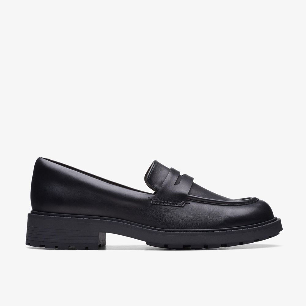 Black Clarks Women\'s Orinoco 2 Penny Loafers | 208IMUTDN