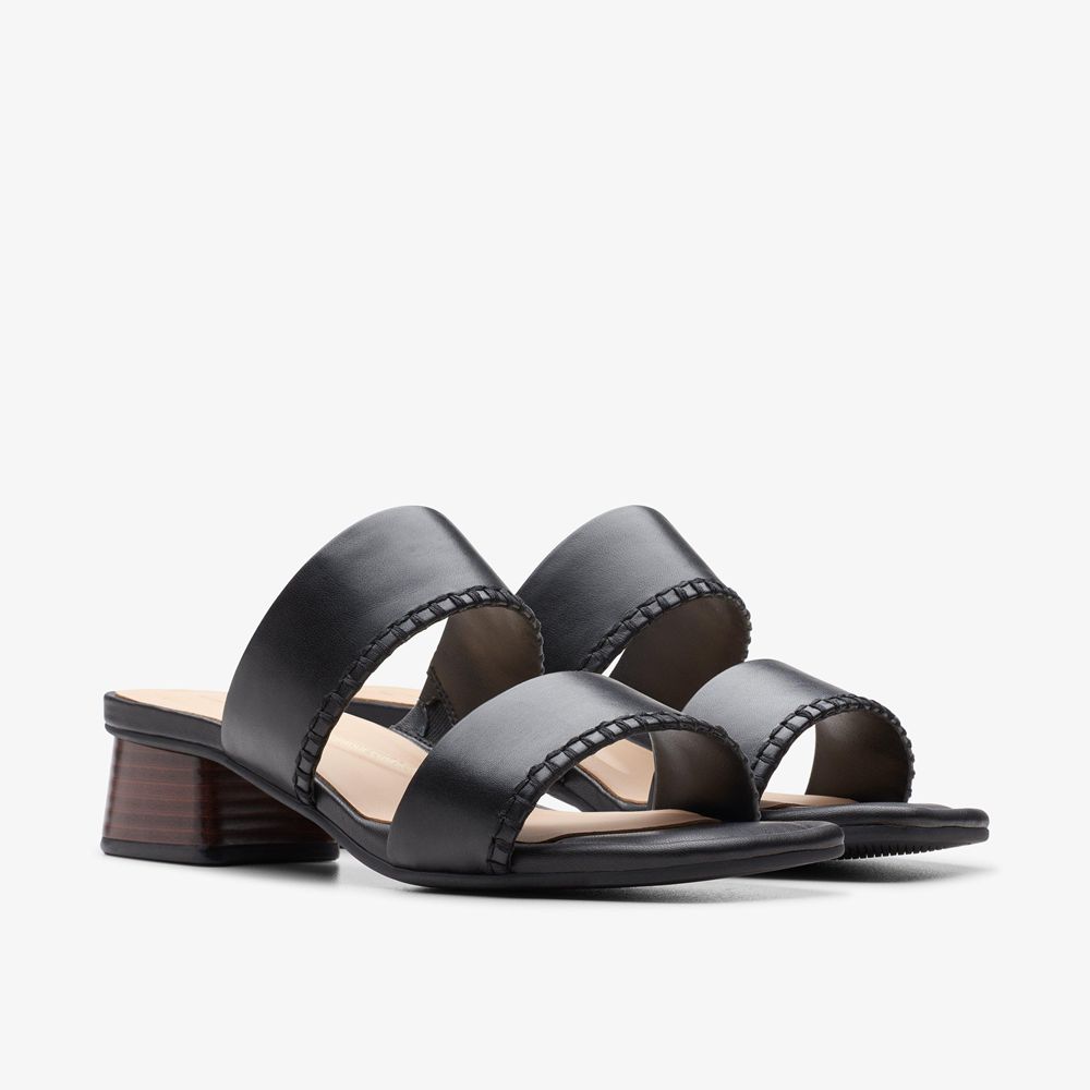 Black Clarks Women's Serina 35 Mule Heeled Sandals | 691UXKDPJ