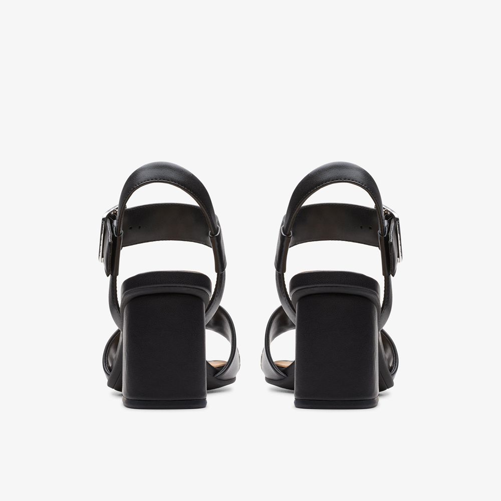 Black Clarks Women's Siara 65 Buckle Heeled Sandals | 603LHBOTA