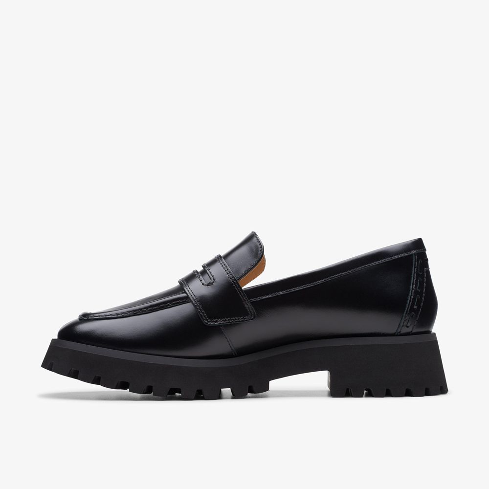 Black Clarks Women's Stayso Edge Loafers | 073NAVYKL