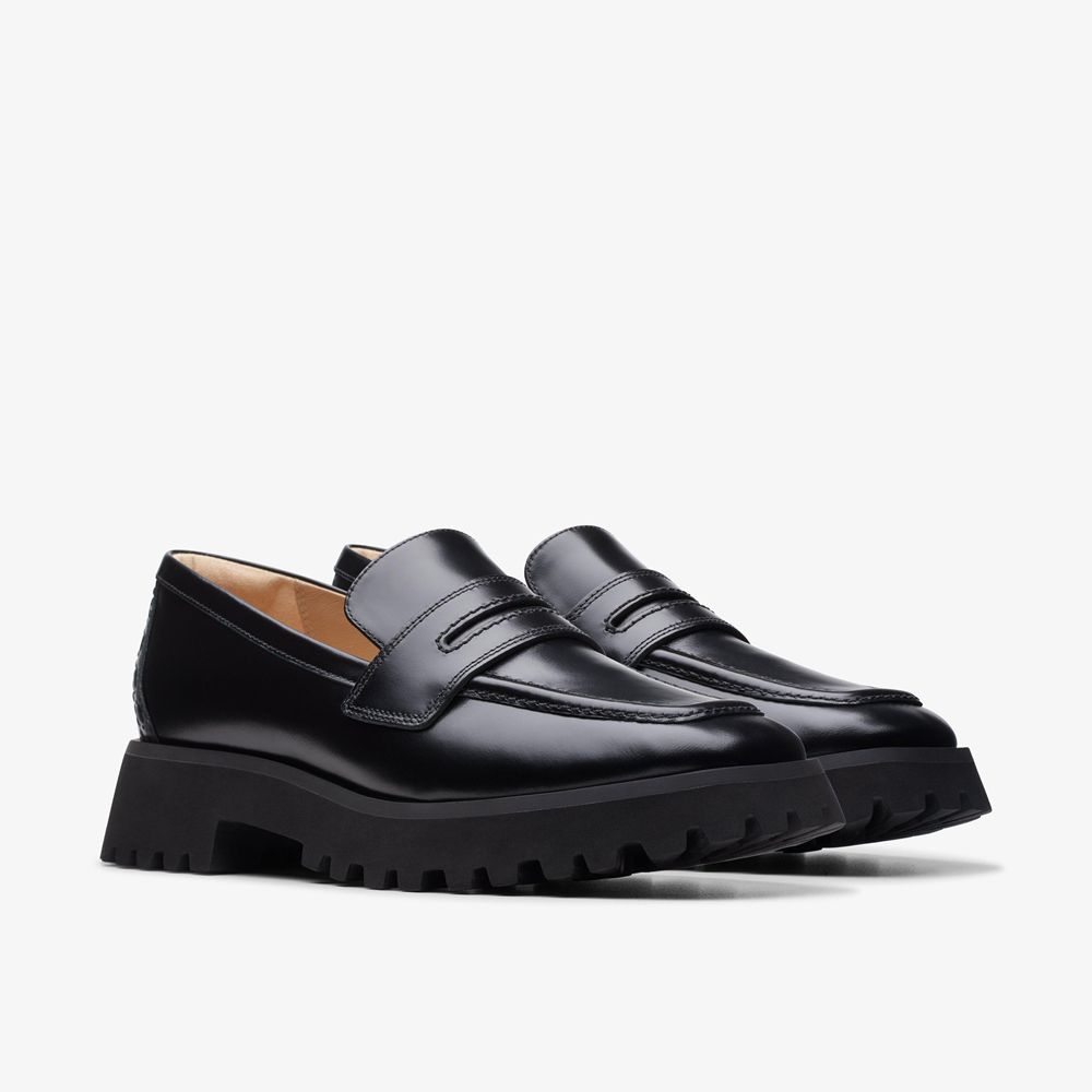 Black Clarks Women's Stayso Edge Loafers | 073NAVYKL