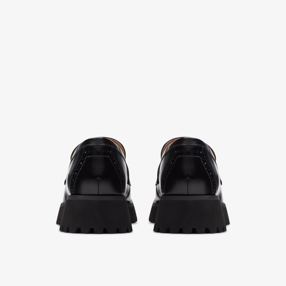 Black Clarks Women's Stayso Edge Loafers | 073NAVYKL