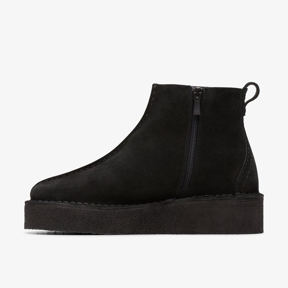 Black Clarks Women's Trek Wedge Boots | 130WGKDXR