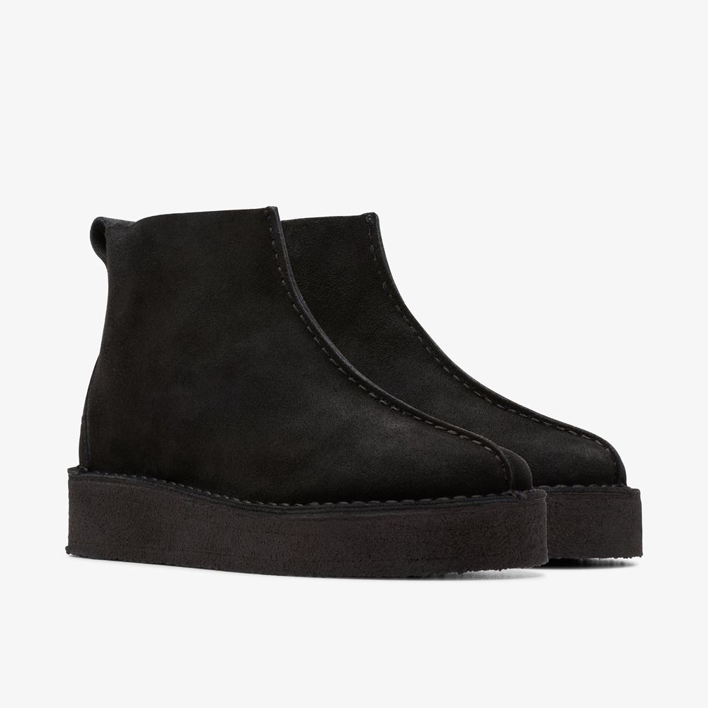 Black Clarks Women's Trek Wedge Boots | 130WGKDXR