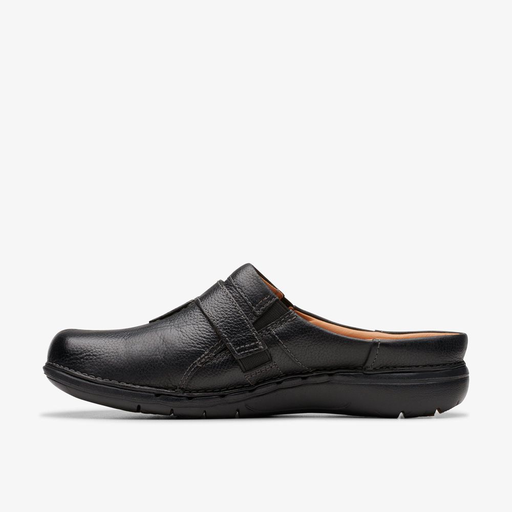 Black Clarks Women's Un Loop Ease Mules | 428NOZDKX