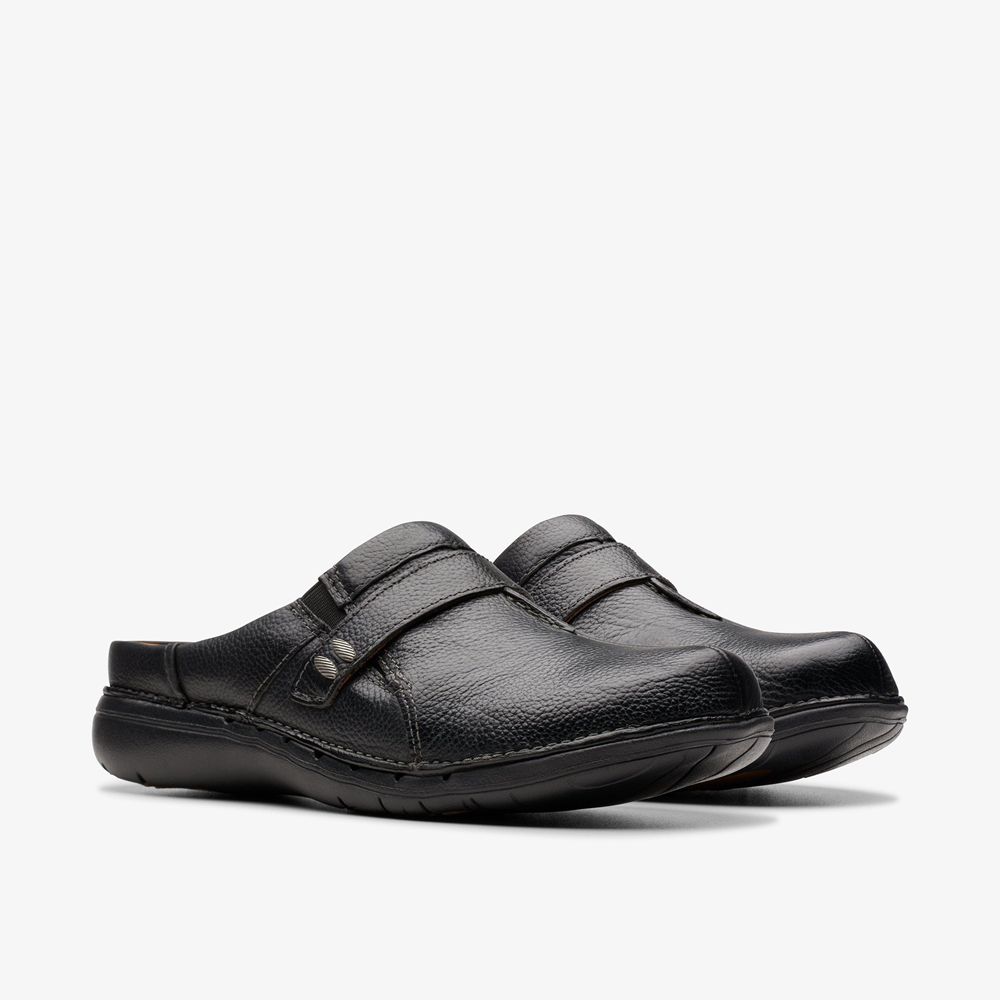 Black Clarks Women's Un Loop Ease Mules | 428NOZDKX