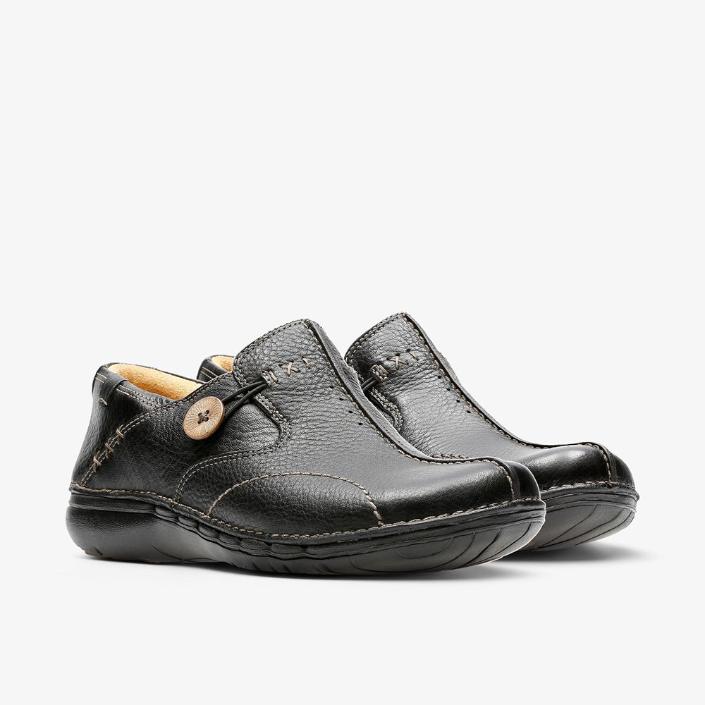 Black Clarks Women's Un Loop Mules | 701KZNFYA