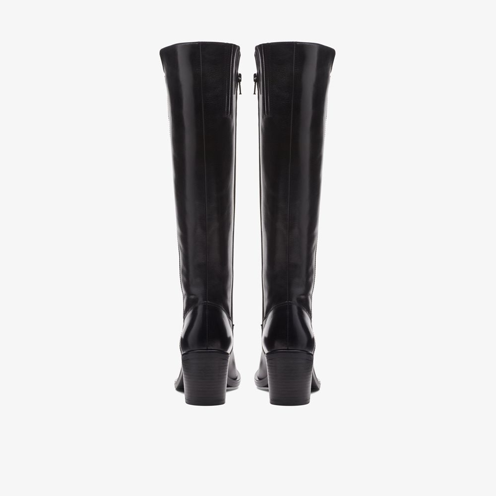 Black Clarks Women's Valvestino Hi Knee High Boots | 641YBDGCF