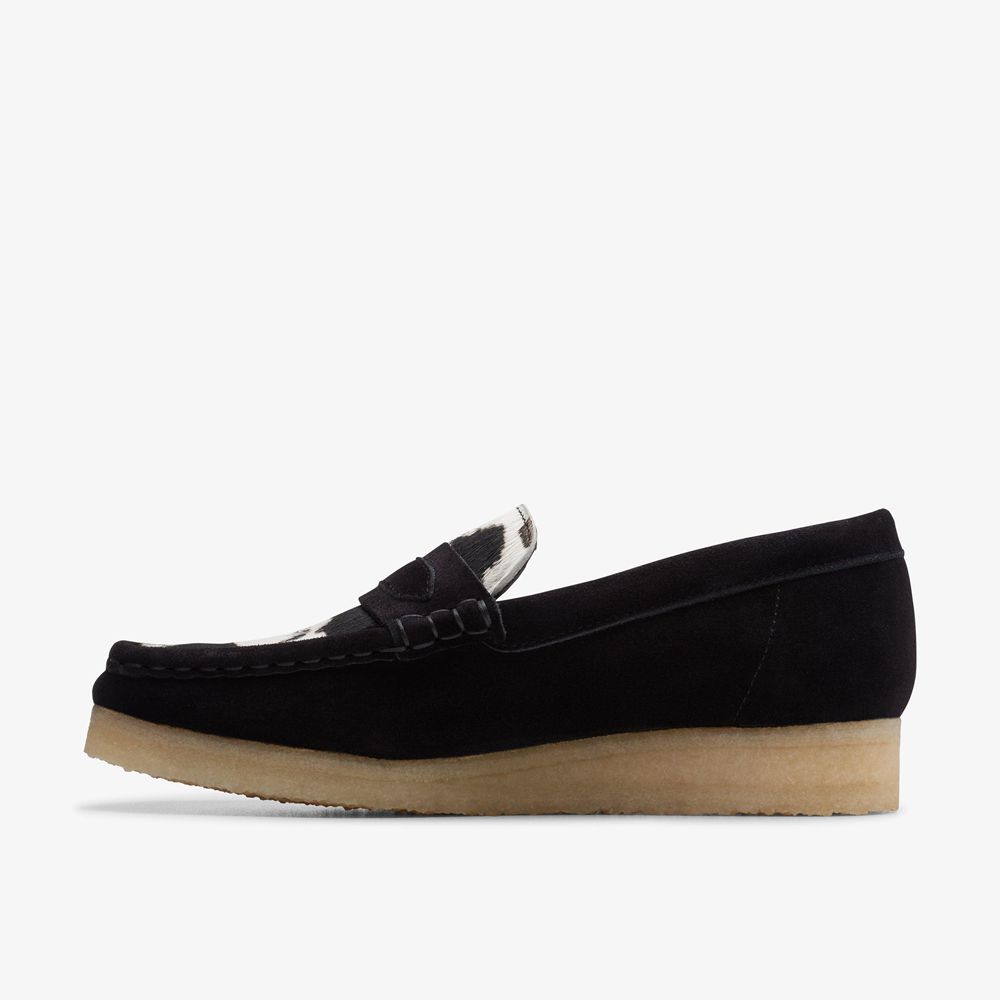 Black Clarks Women's Wallabee Loafer Slip On Shoes | 501CWULZX