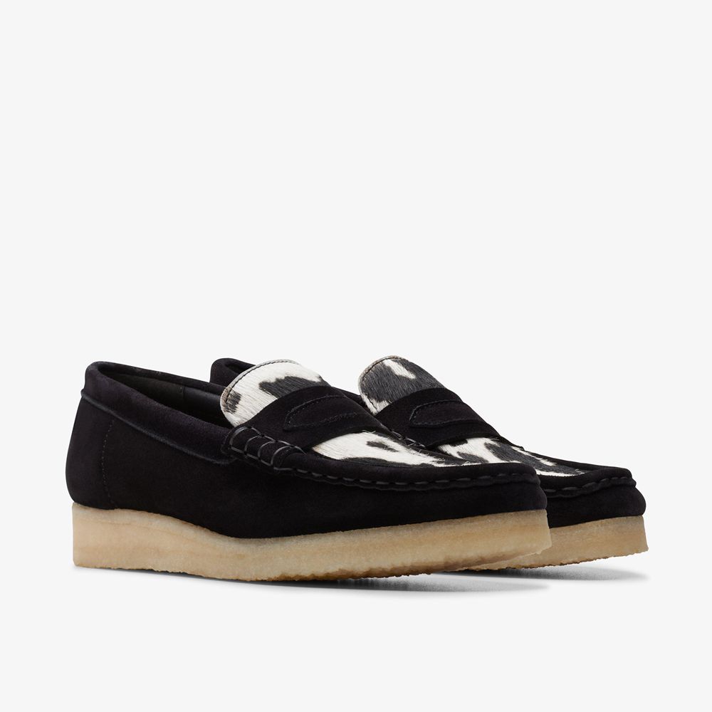 Black Clarks Women's Wallabee Loafer Slip On Shoes | 501CWULZX