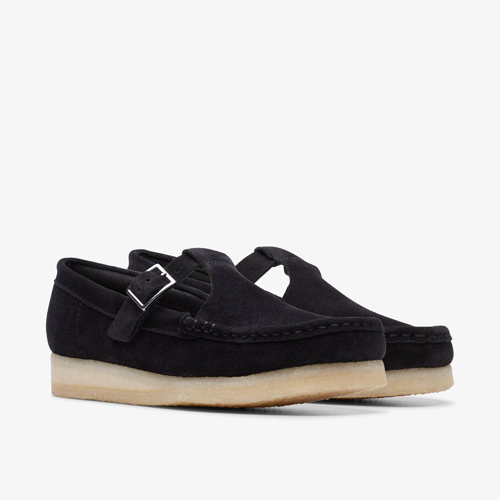 Black Clarks Women's Wallabee T-bar Loafers | 845KIWOTG