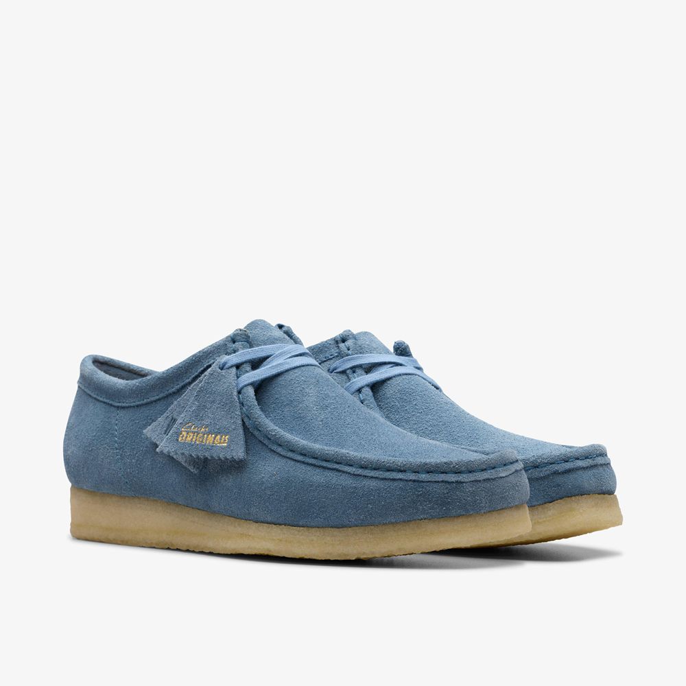 Blue Clarks Men's Wallabee Slip On Shoes | 014MKOYEC