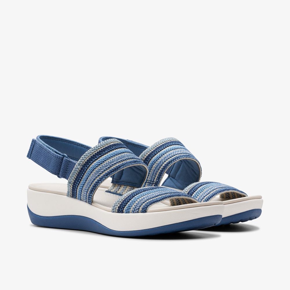 Blue Clarks Women's Arla Stroll Wedge Sandals | 429HDSNQO