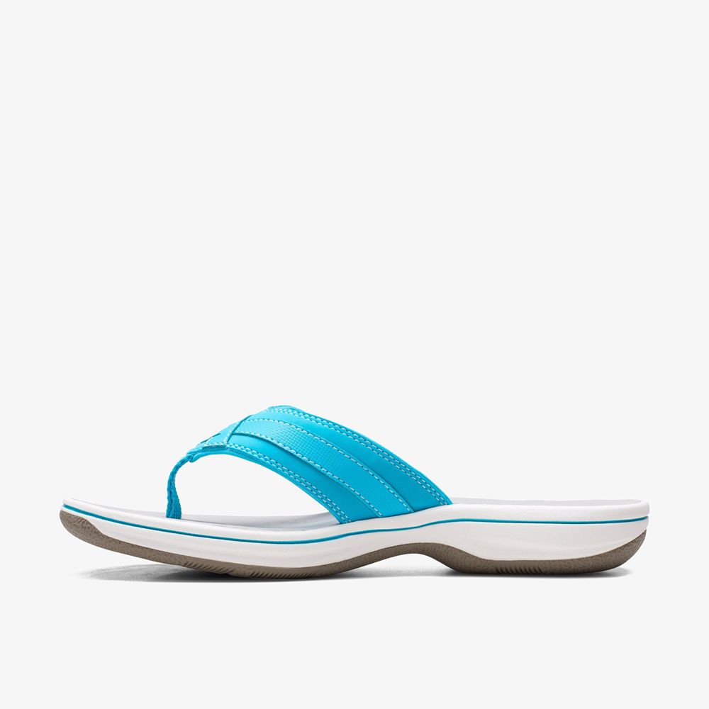 Blue Clarks Women's Breeze Sea Flip Flops | 578WNALPX