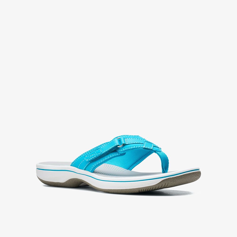 Blue Clarks Women's Breeze Sea Flip Flops | 578WNALPX