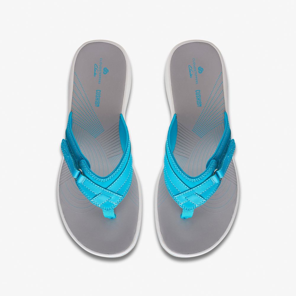 Blue Clarks Women's Breeze Sea Flip Flops | 578WNALPX