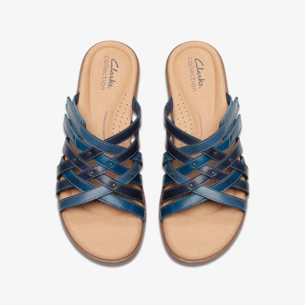 Blue Clarks Women's Elizabelle Rio Flat Sandals | 608MLWYRU