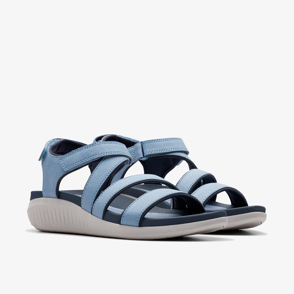 Blue Clarks Women's Glide Hi Ella Wedge Sandals | 519SVRHJD