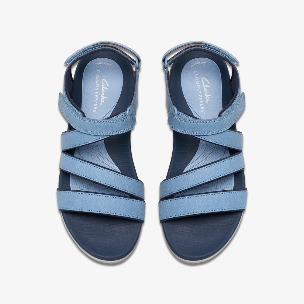 Blue Clarks Women's Glide Hi Ella Wedge Sandals | 519SVRHJD