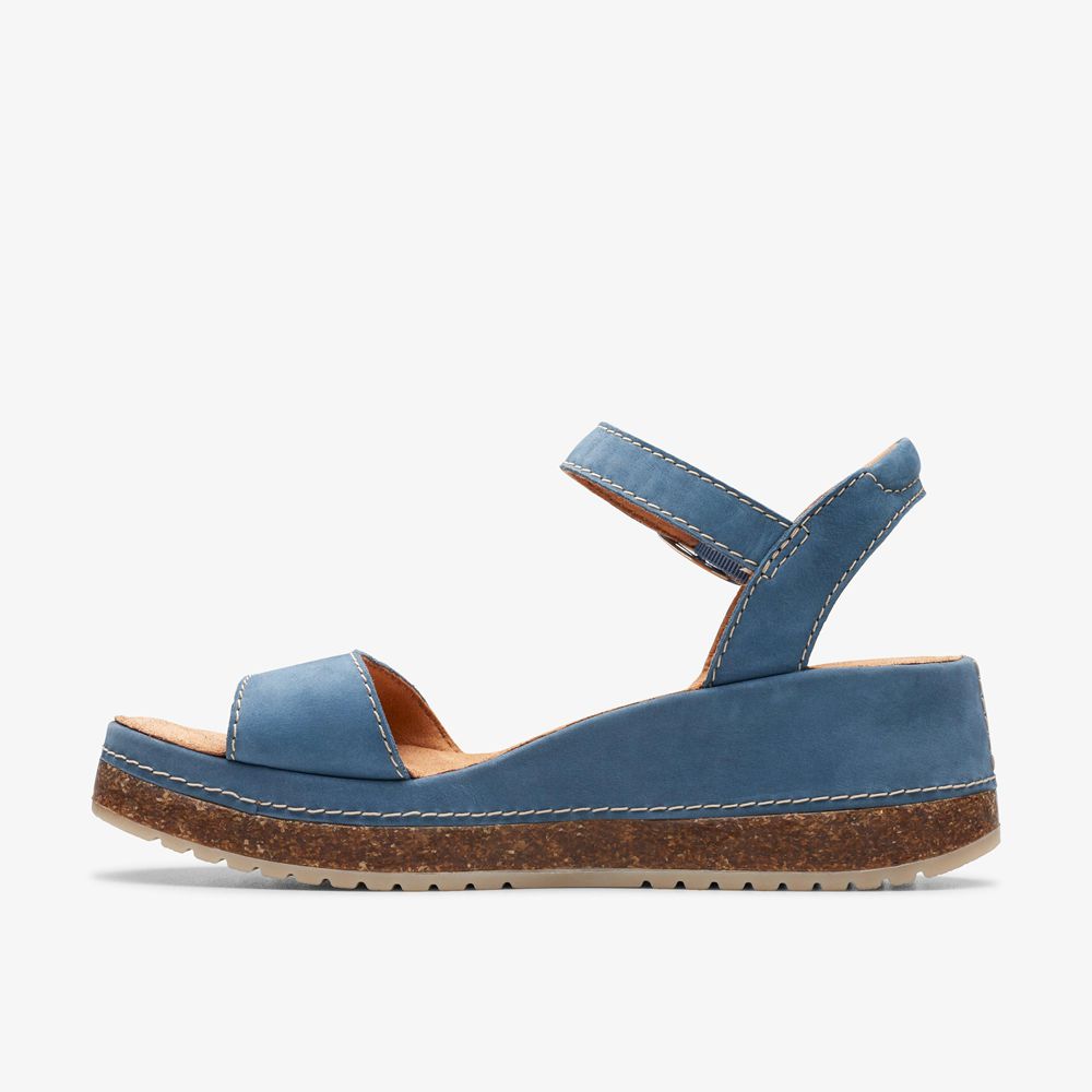 Blue Clarks Women's Kassanda Lily Wedge Sandals | 365RTCJQE