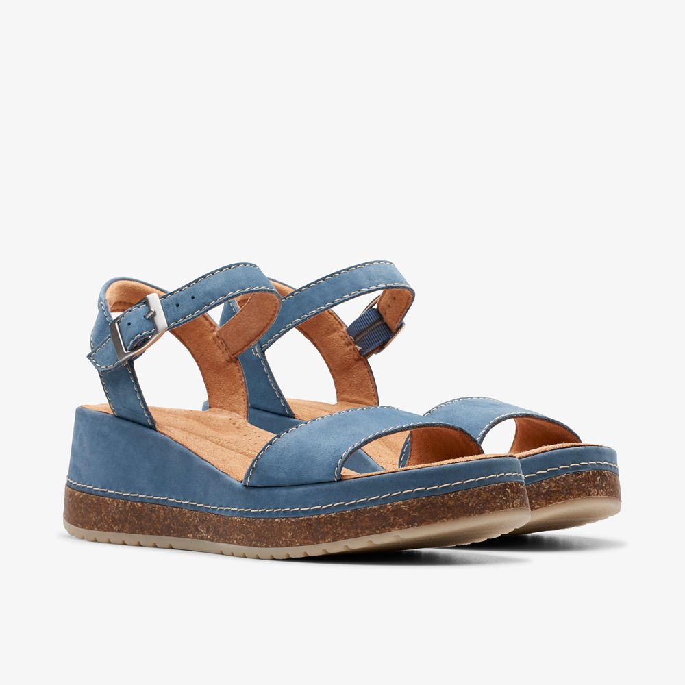 Blue Clarks Women's Kassanda Lily Wedge Sandals | 365RTCJQE