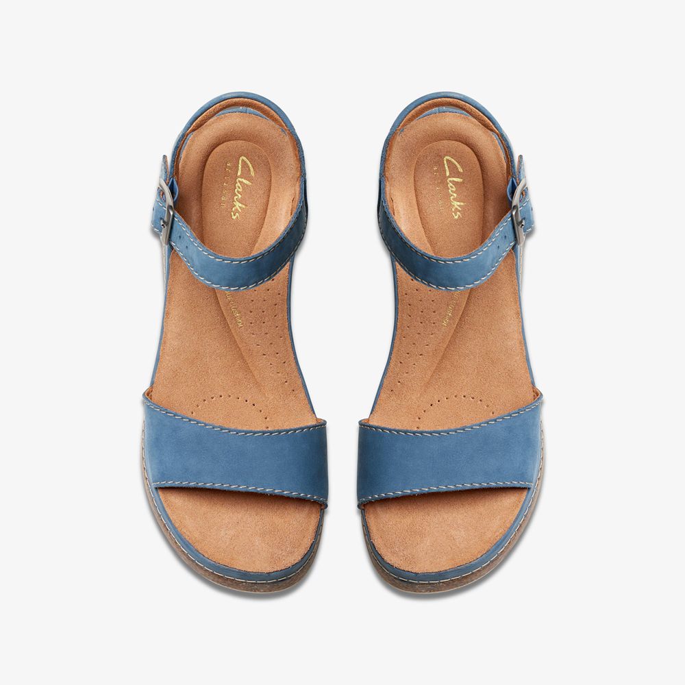 Blue Clarks Women's Kassanda Lily Wedge Sandals | 365RTCJQE