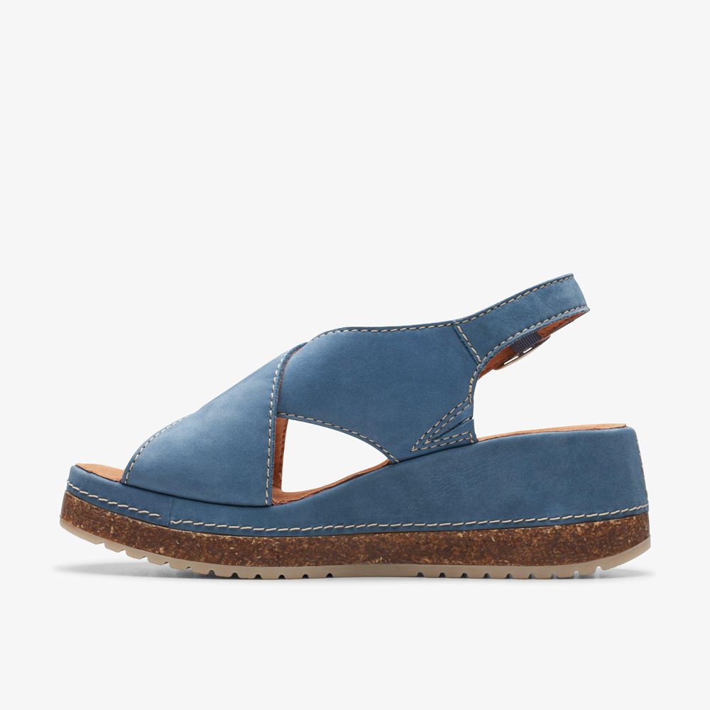 Blue Clarks Women's Kassanda Step Wedge Sandals | 139LMZIPA