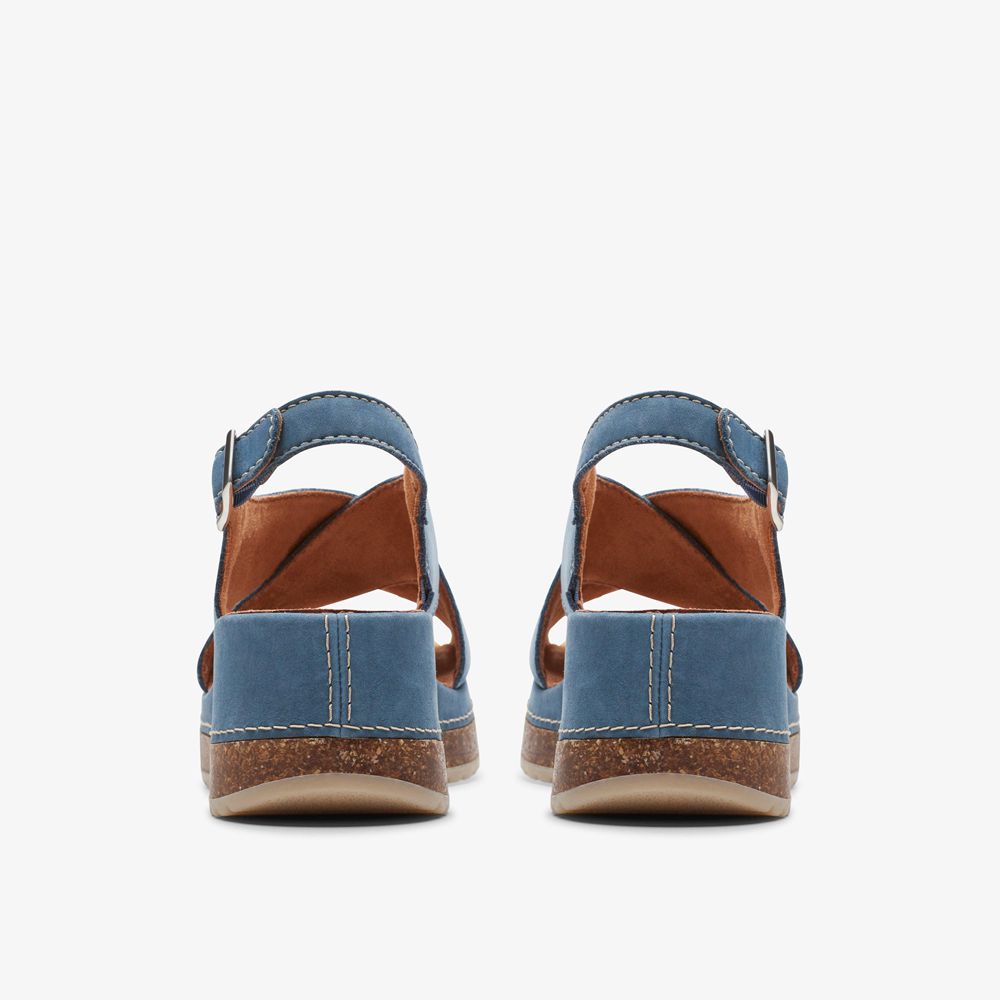 Blue Clarks Women's Kassanda Step Wedge Sandals | 139LMZIPA