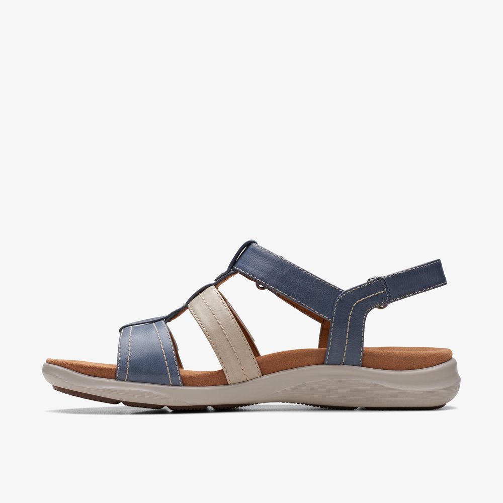 Blue Clarks Women's Kitly Step Flat Sandals | 541EJTAQD