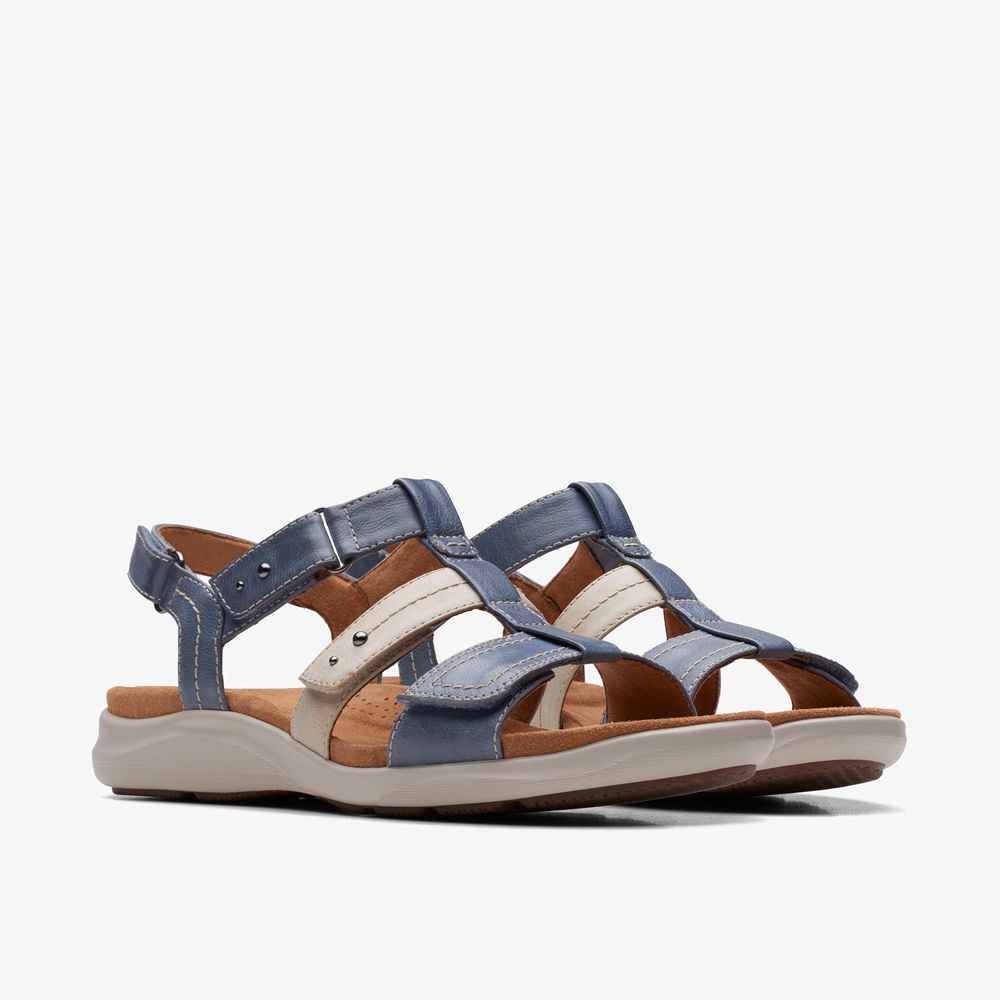 Blue Clarks Women's Kitly Step Flat Sandals | 541EJTAQD