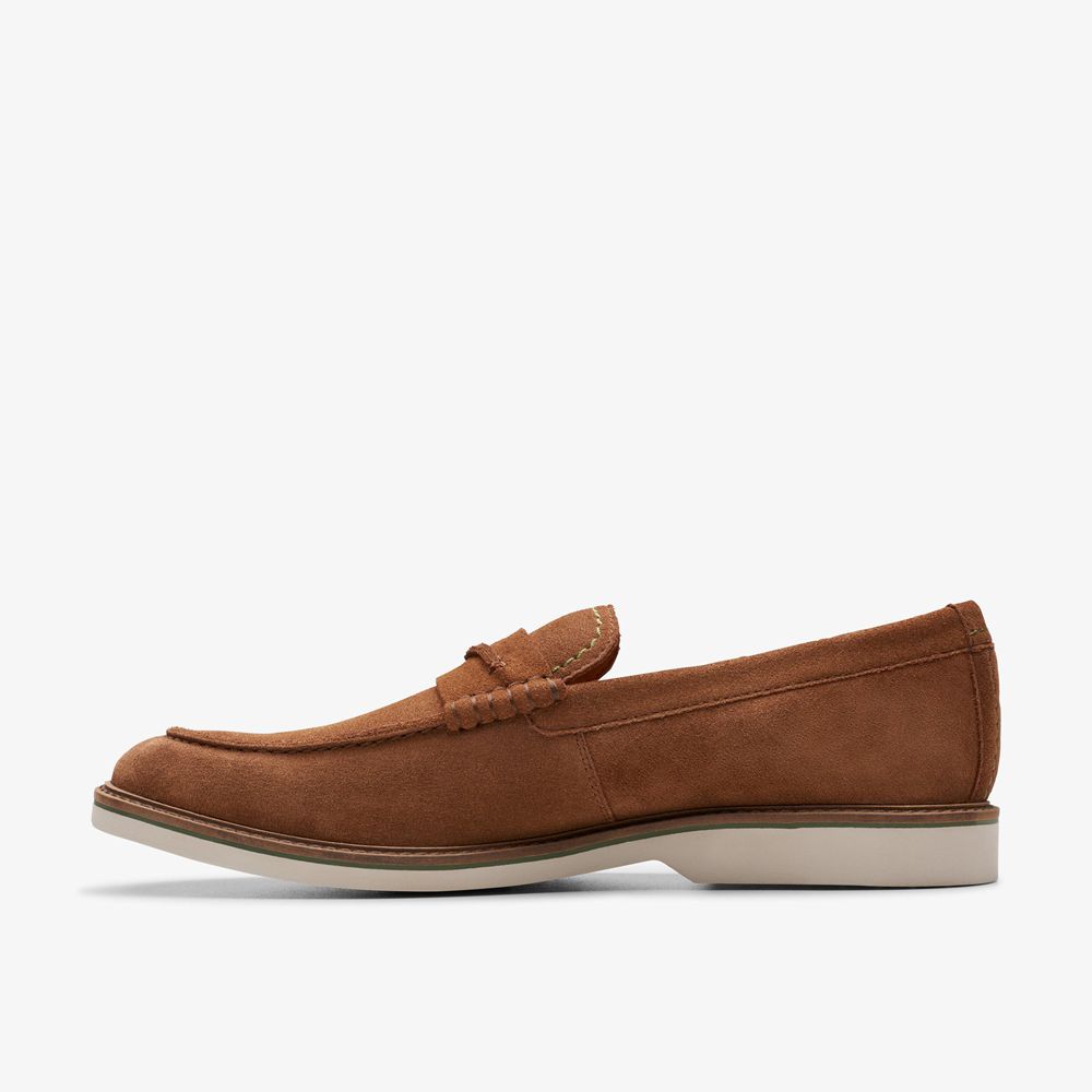 Brown Clarks Men's Atticus Lt Slip Loafers | 684XHLEQW