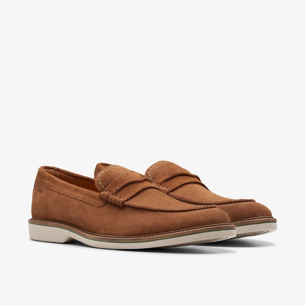 Brown Clarks Men's Atticus Lt Slip Loafers | 684XHLEQW