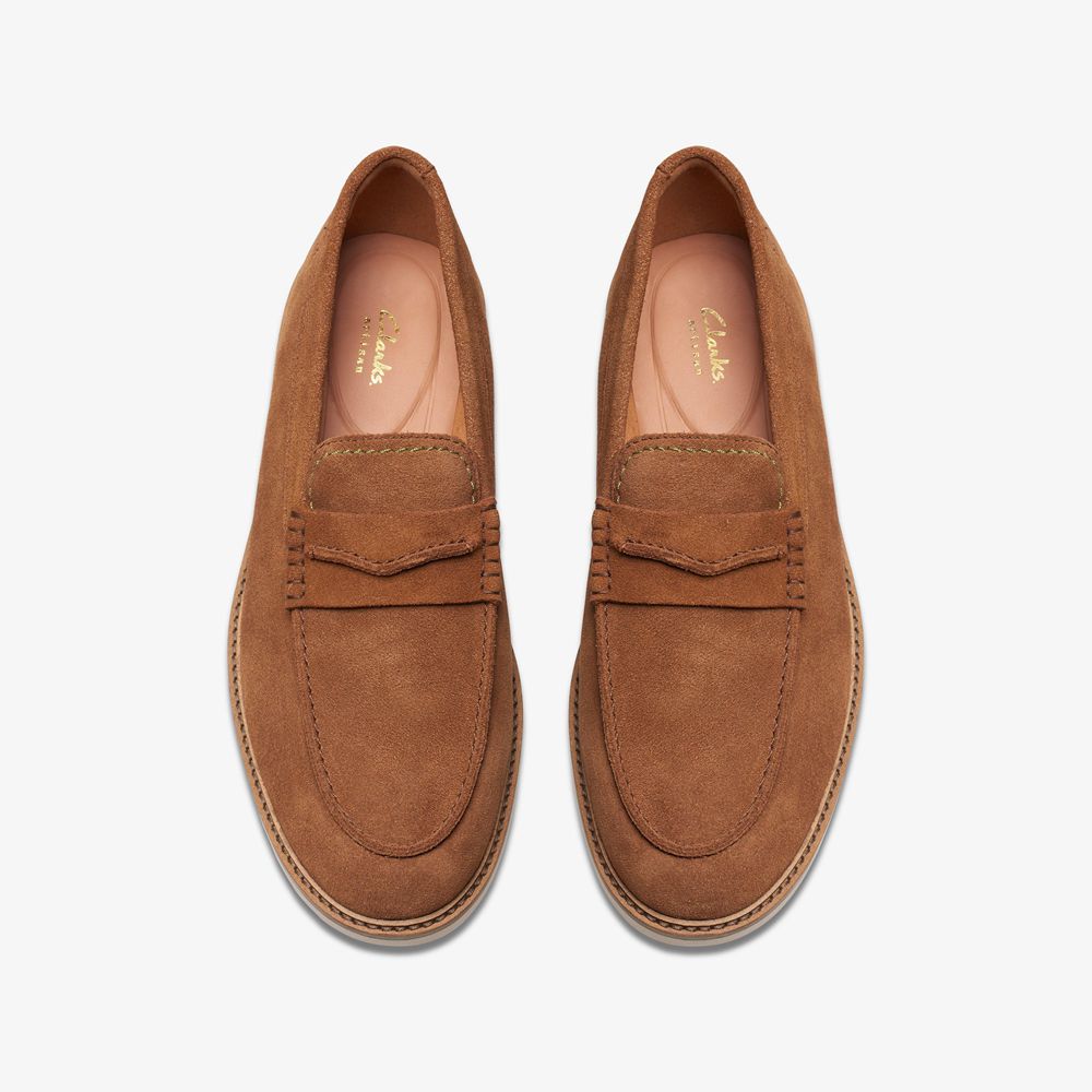 Brown Clarks Men's Atticus Lt Slip Loafers | 684XHLEQW