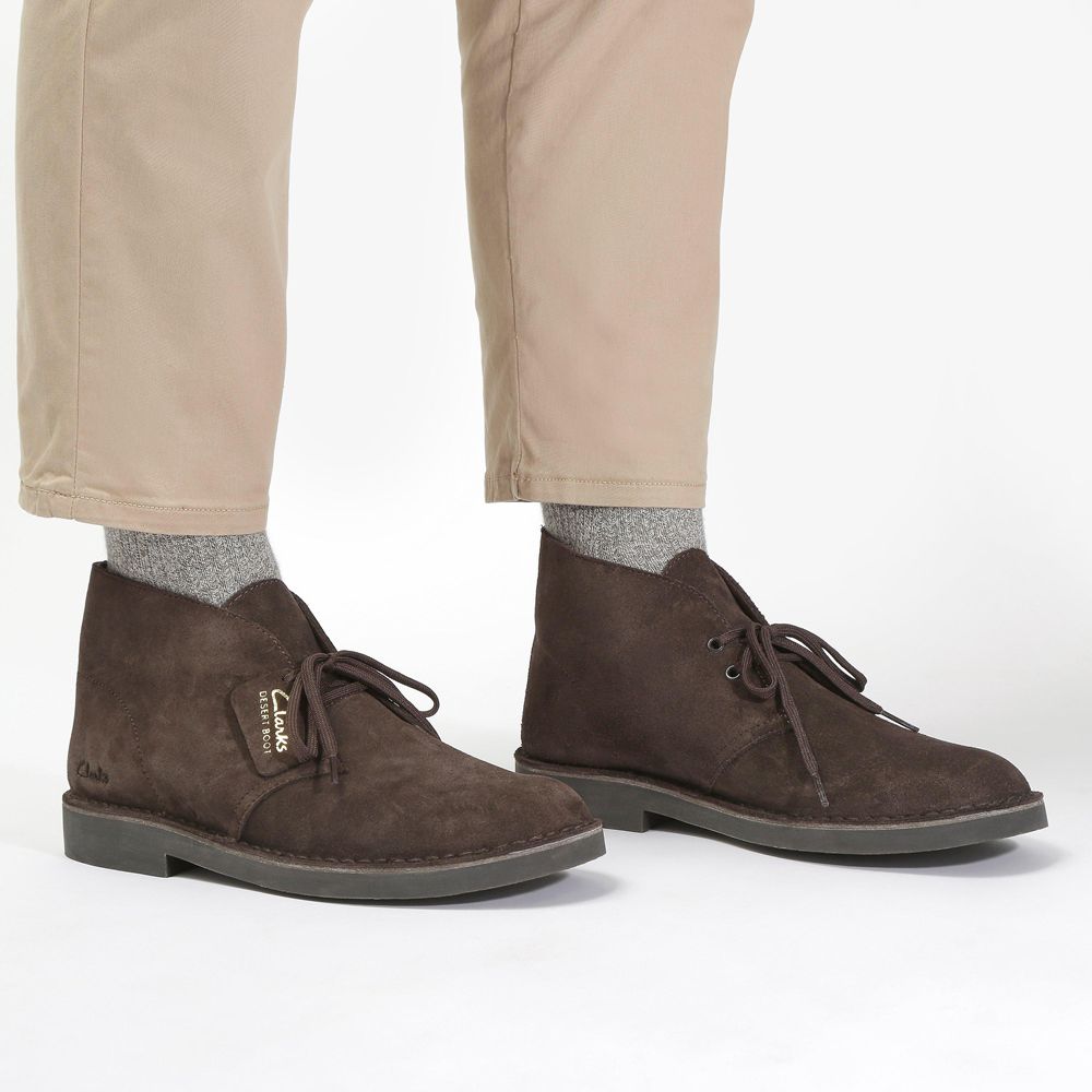 Brown Clarks Men's Desert Evo Boots | 417FKLCIX