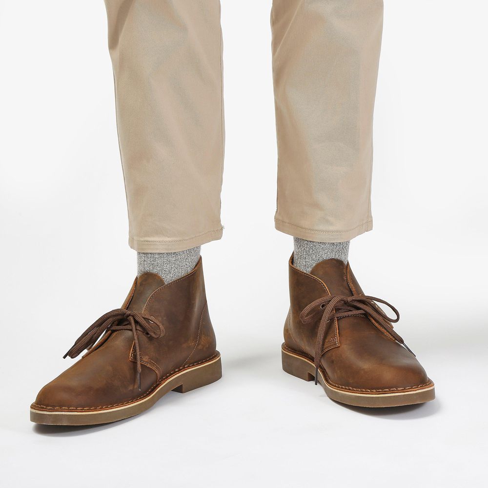 Brown Clarks Men's Desert Evo Boots | 923PXMCAH