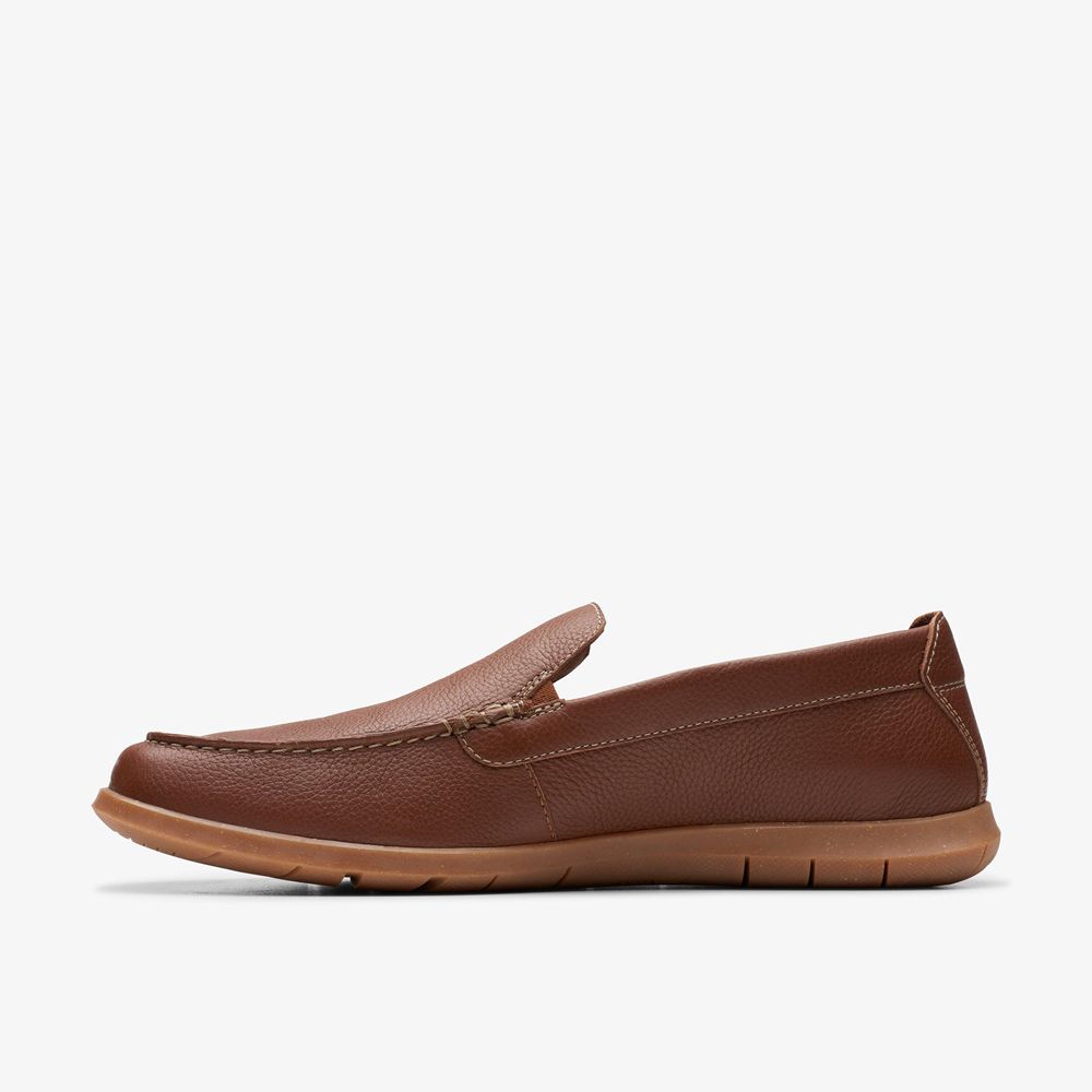 Brown Clarks Men's Flexway Step Loafers | 645UWSJPB