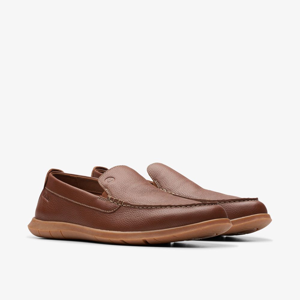 Brown Clarks Men's Flexway Step Loafers | 645UWSJPB