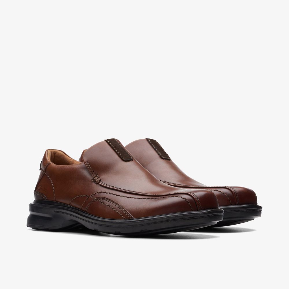 Brown Clarks Men's Gessler Step Loafers | 015LIXQJK