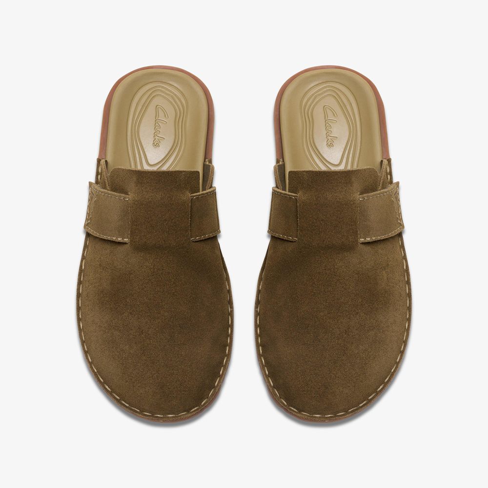 Brown Clarks Men's Litton Clogs Mules | 194XYQOEA