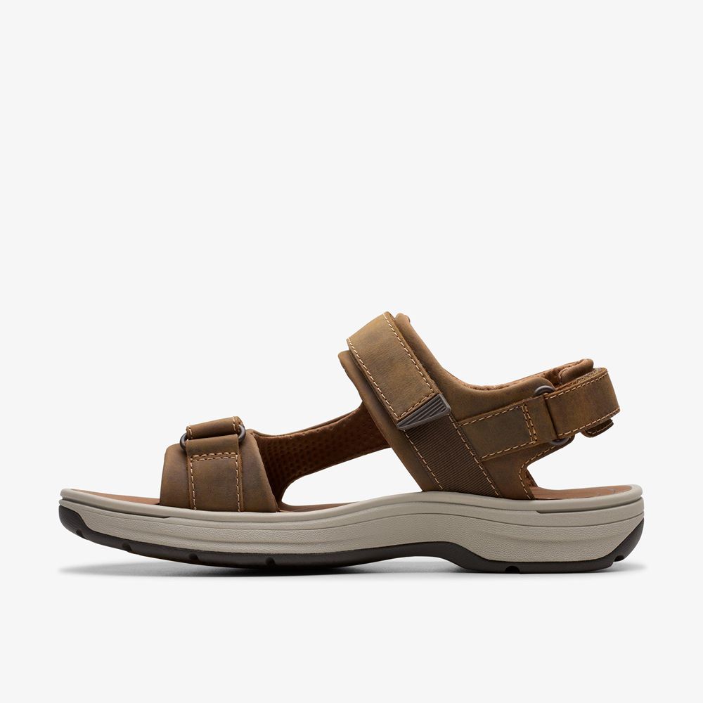 Brown Clarks Men's Saltway Trail Flat Sandals | 962MZNLQT