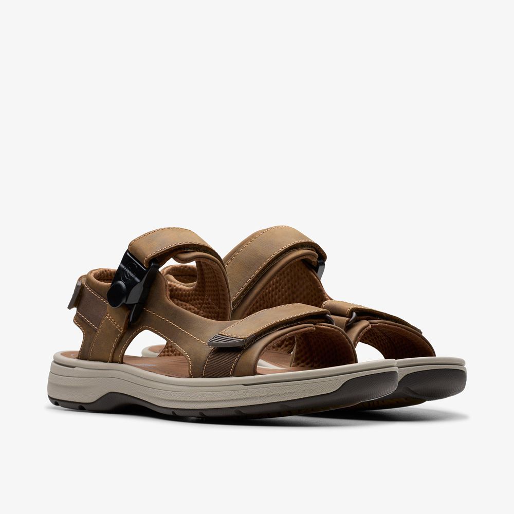 Brown Clarks Men's Saltway Trail Flat Sandals | 962MZNLQT