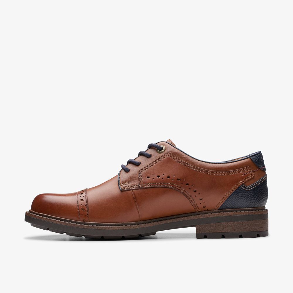 Brown Clarks Men's Un Shire Vibe Oxfords | 981KSXJOR