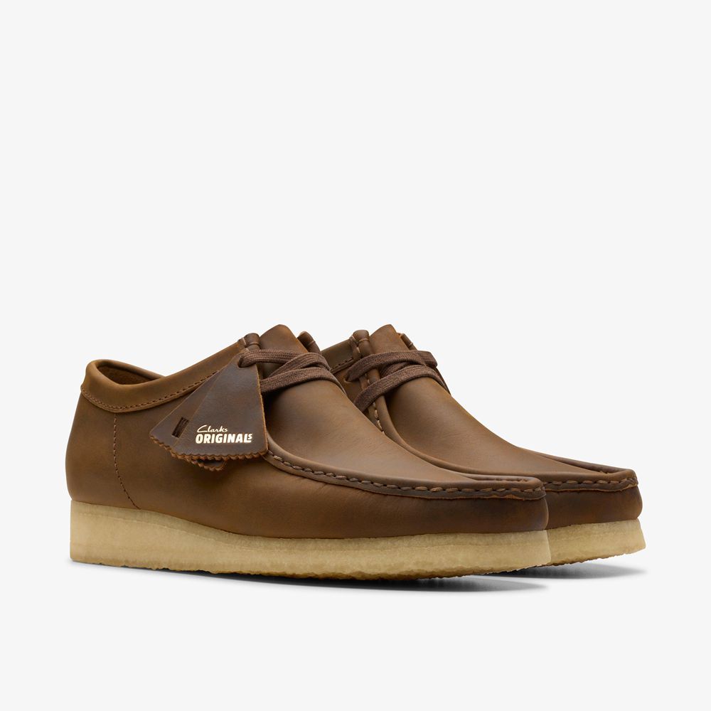 Brown Clarks Men's Wallabee Slip On Shoes | 251HBTSEL