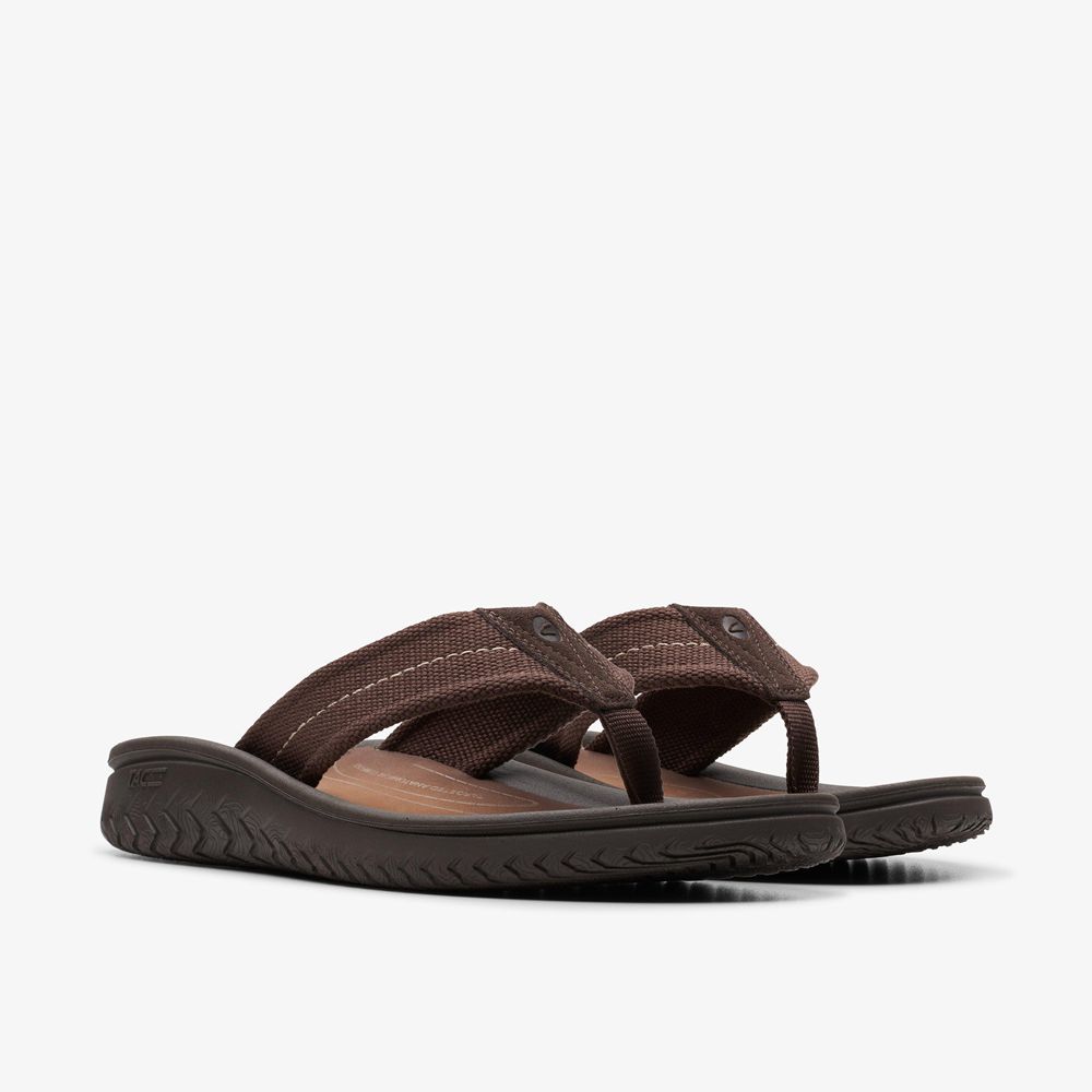 Brown Clarks Men's Wesley Belt Flip Flops | 250SOWJHE