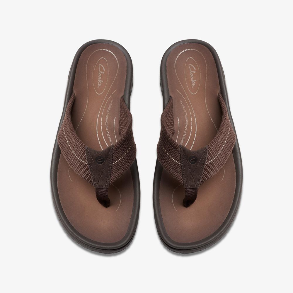 Brown Clarks Men's Wesley Belt Flip Flops | 250SOWJHE