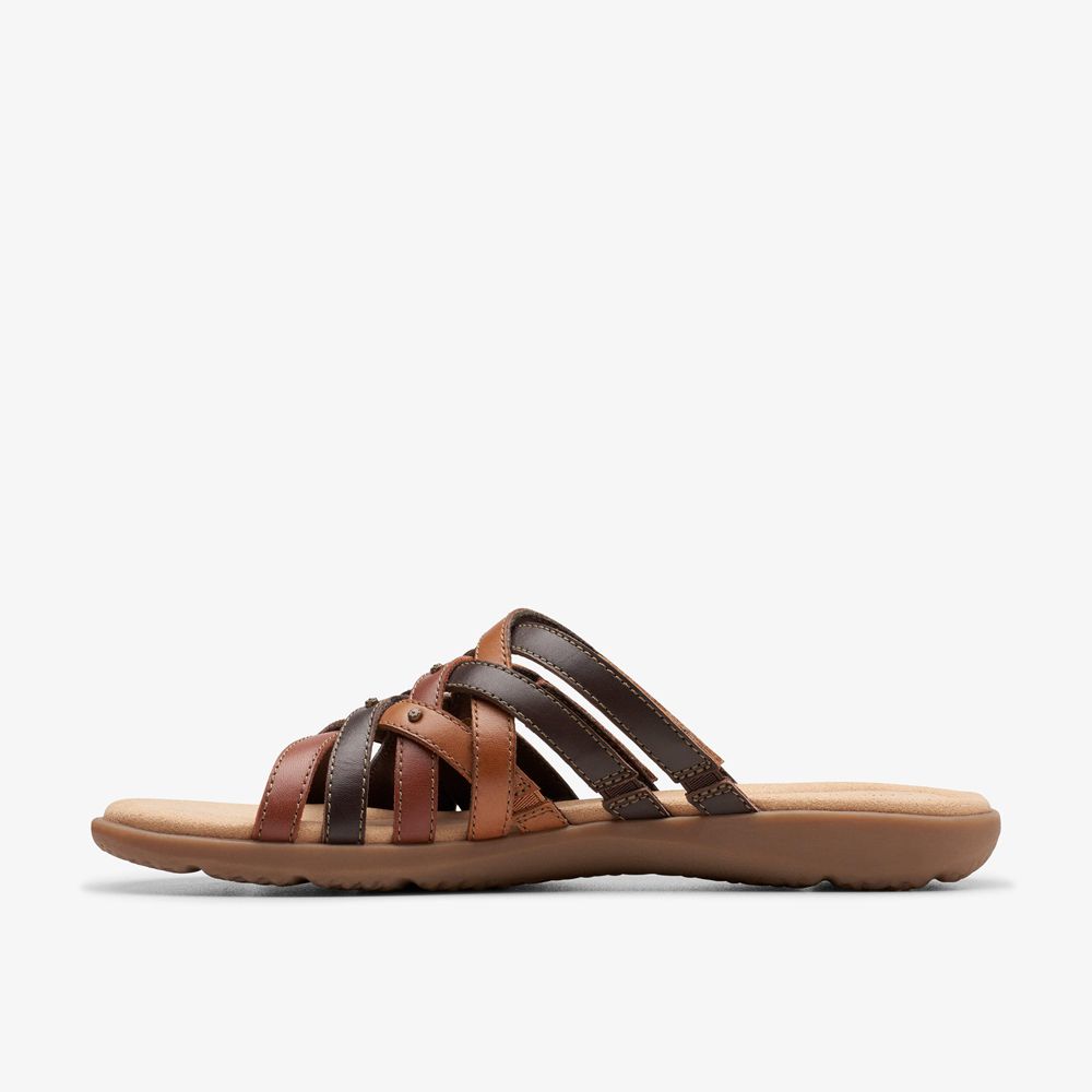 Brown Clarks Women's Elizabelle Rio Flat Sandals | 076JDHINE