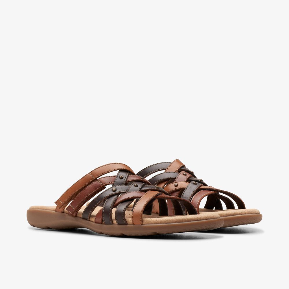 Brown Clarks Women's Elizabelle Rio Flat Sandals | 076JDHINE