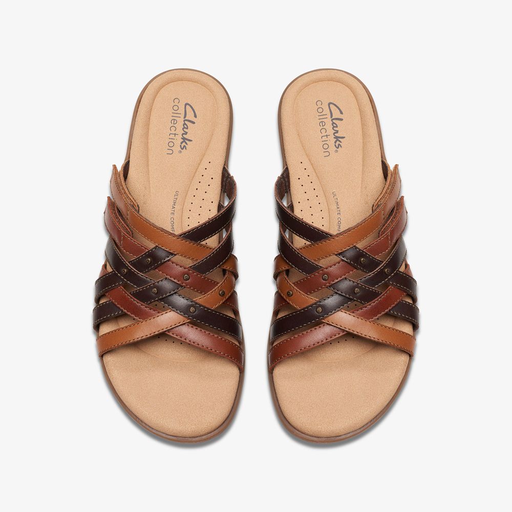 Brown Clarks Women's Elizabelle Rio Flat Sandals | 076JDHINE